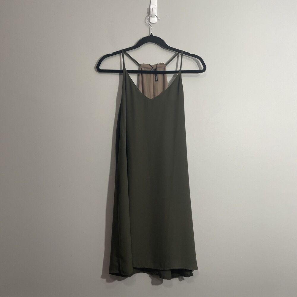 Tempted Women's Olive Halter Midi Dress M Lined Lightweight Resort Vacation